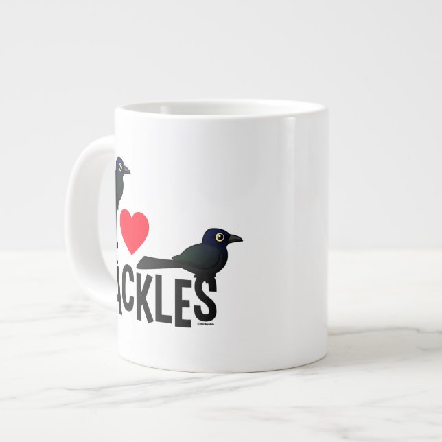 I Love Grackles Large Coffee Mug (Front Left)