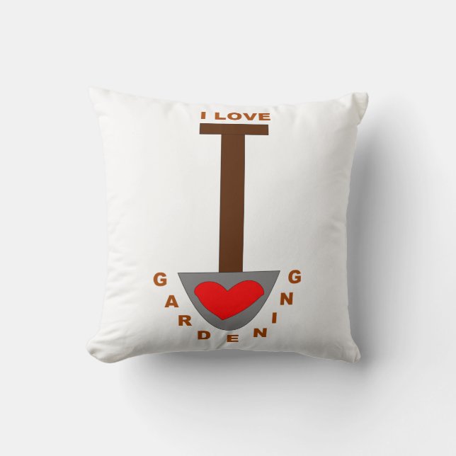 I Love Gradening Spade Pillow (Front)