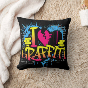 I Love Graffiti – Urban Street Art Cushion