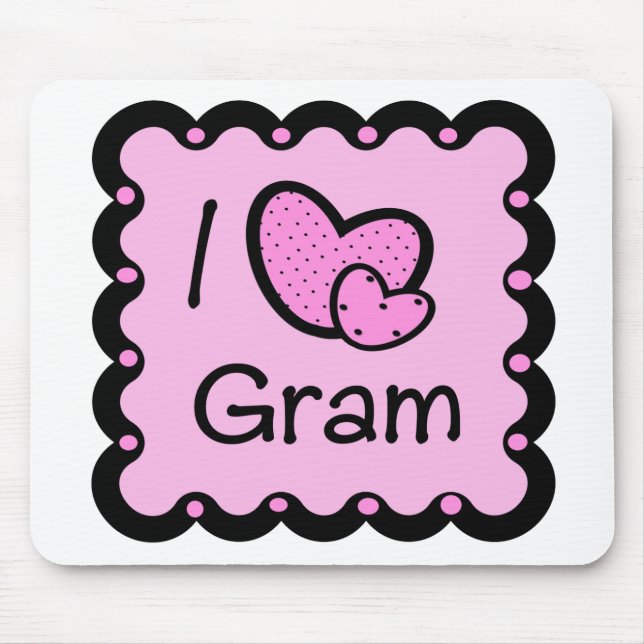 I Love Gram Cute T-Shirt Mouse Mat (Front)