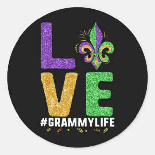 I Love Grammy Life Mardi Gras Grammylife Fleur De Classic Round Sticker