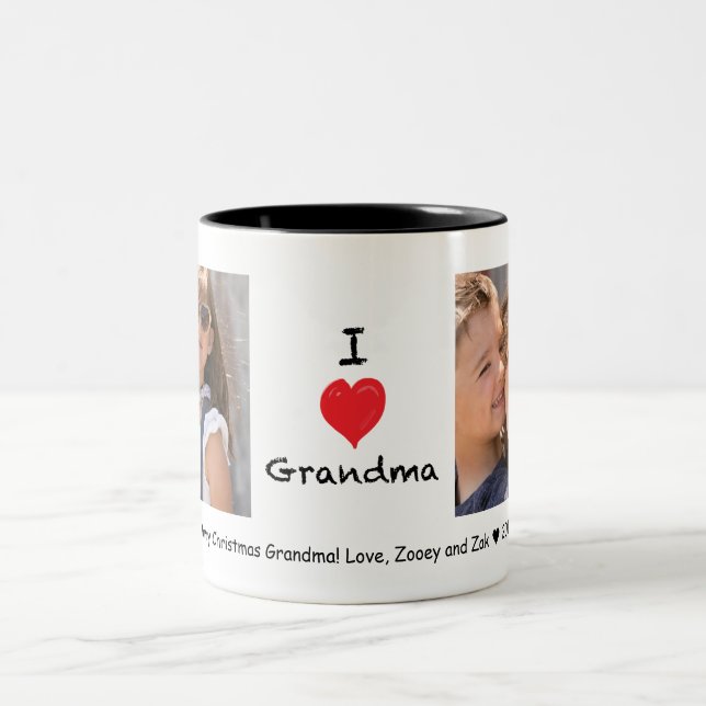 I love Grandma 2 Photo Customisable Mug (Center)