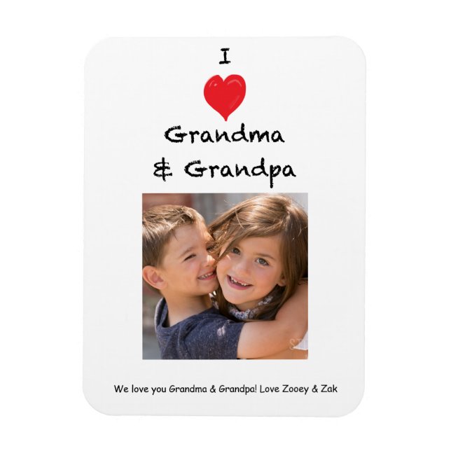 I Love Grandma and Grandma Photo Magnet Keepsake (Vertical)