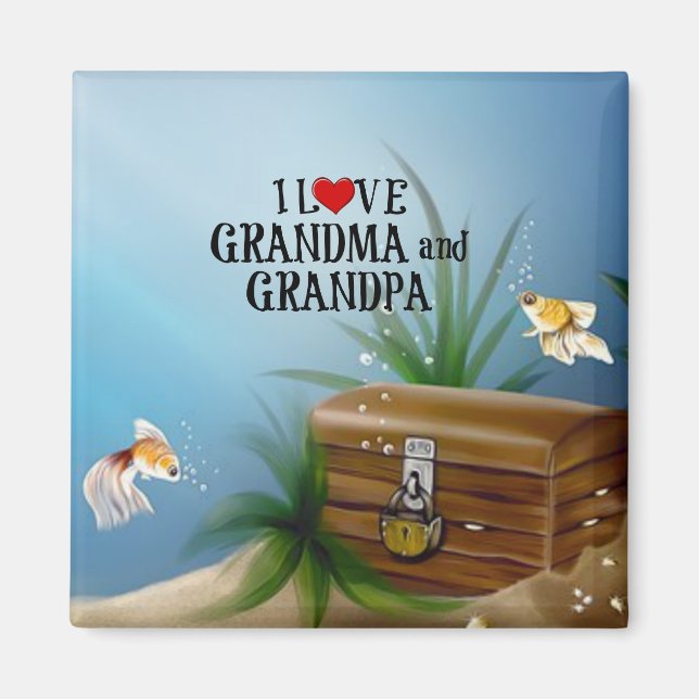 I Love Grandma and Grandpa Magnet (Front)