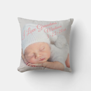 I Love Grandma Birth Announcement Photo Cushion