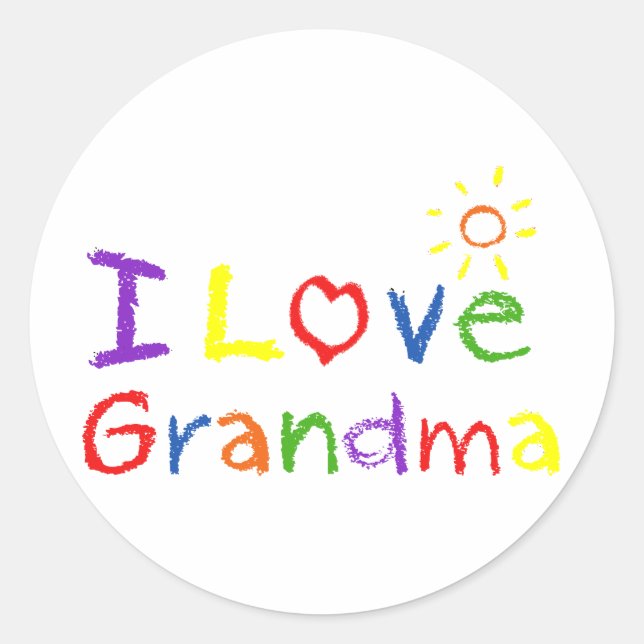 I Love Grandma Classic Round Sticker (Front)