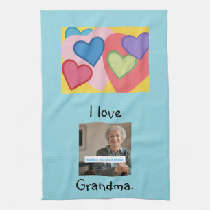 I love Grandma, custom heart kitchen towels