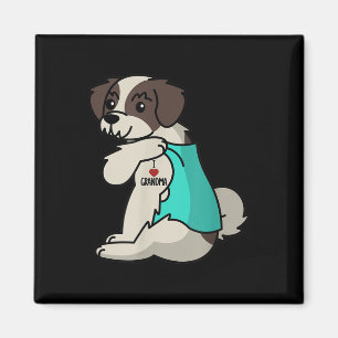 I Love Grandma Tattoo Shih Tzu Grandmother Dog Magnet