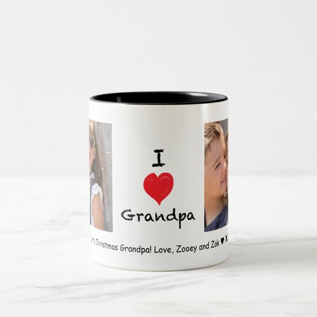 I love Grandpa 2 Photo Customisable Mug (Center)