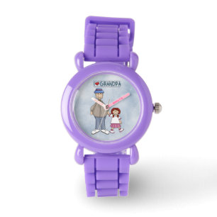 I Love Grandpa glitter strap watch