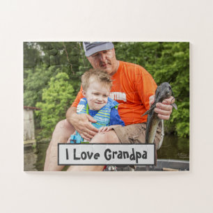 I Love Grandpa Photo Personalise Text Kids Gift Jigsaw Puzzle
