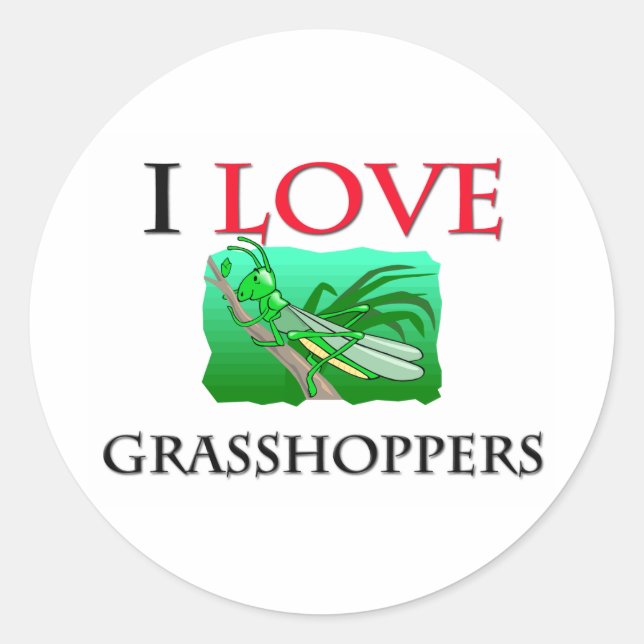 I Love Grasshoppers Classic Round Sticker (Front)