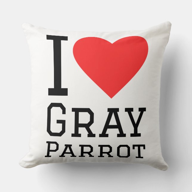 I love gray parrot cushion (Front)