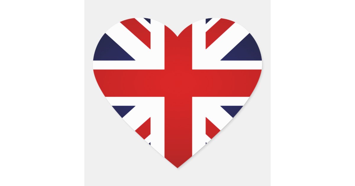 I Love Great Britain Union Jack British Flag Heart Sticker Zazzle Co Uk