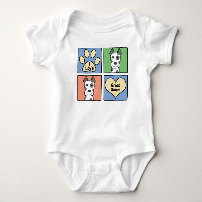 I Love Great Danes Baby Bodysuit (Front)