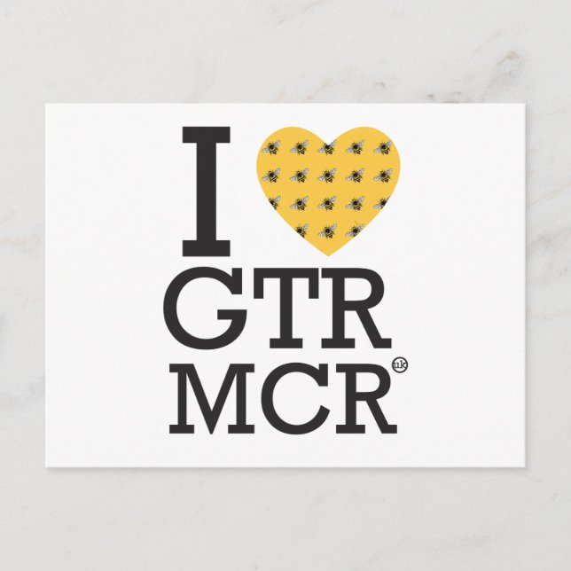 I love Greater Manchester / I heart GTR MCR Postcard (Front)