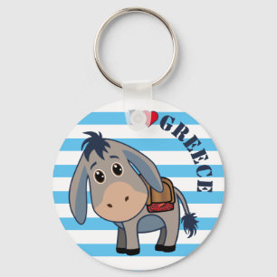 'I love Greece' Cute Donkey Keychain