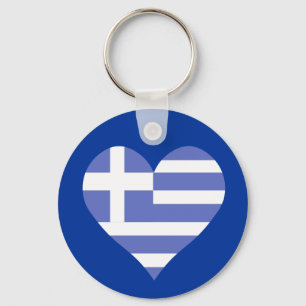 I Love Greece Heart Key Ring