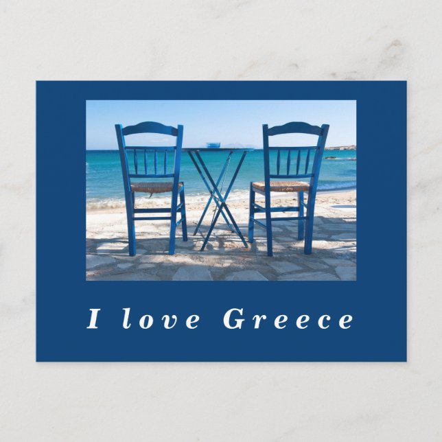 I love Greece taverna photo blue and white Postcard (Front)
