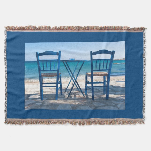 I love Greece taverna photo blue and white Throw Blanket (Front)