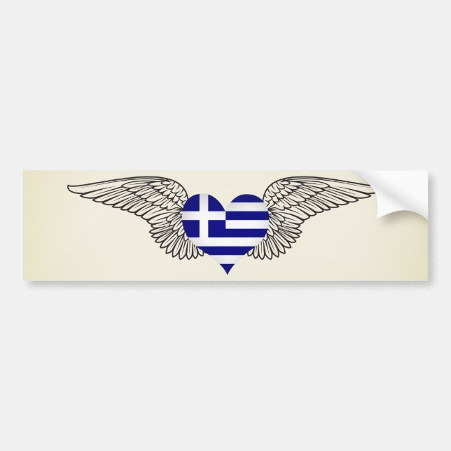 I Love Greece -wings Bumper Sticker (Front)