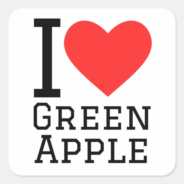 I love green apple square sticker (Front)