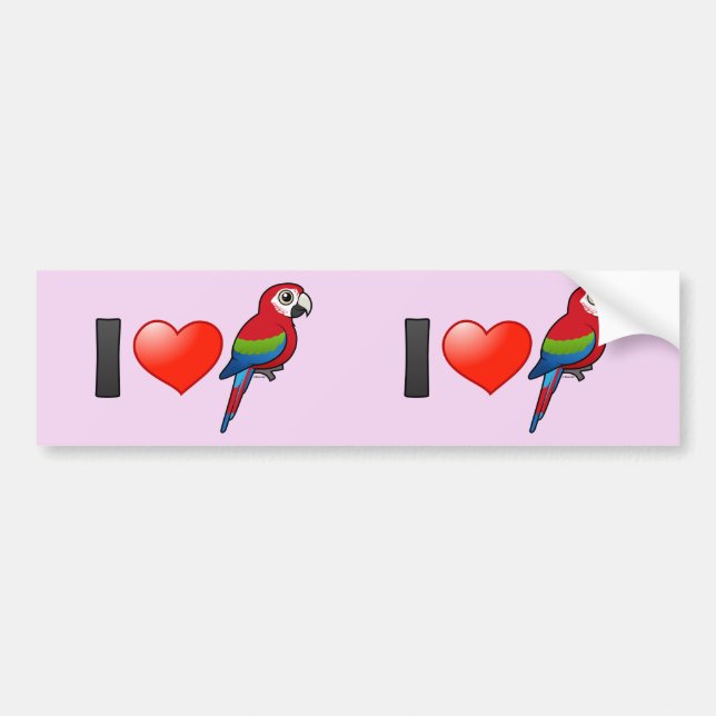 I Love Green-winged Macaws Bumper Sticker (Front)