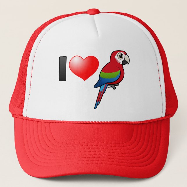 I Love Green-winged Macaws Trucker Hat (Front)