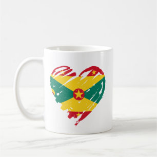 I Love Grenada - Grenadian Flag Heart Shape Coffee Mug