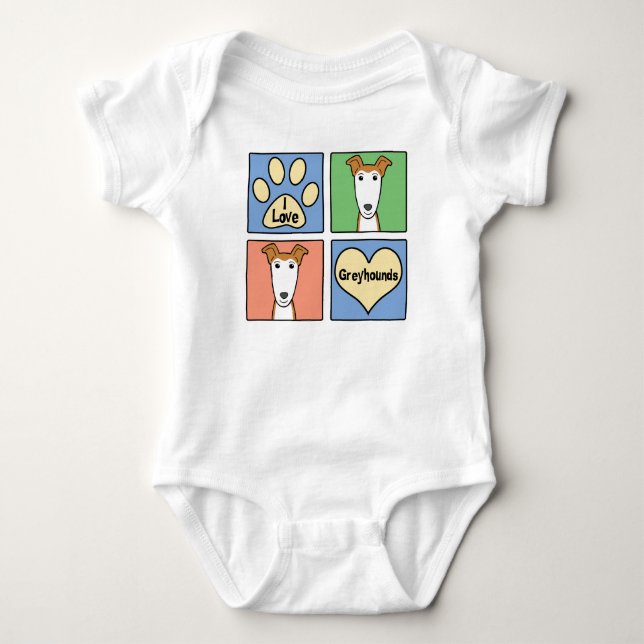 I Love Greyhounds Baby Bodysuit (Front)