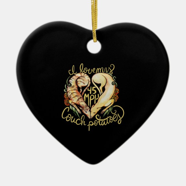 I love greyhounds cute 45 MPH Couch potatoes Ceramic Tree Decoration (Front)