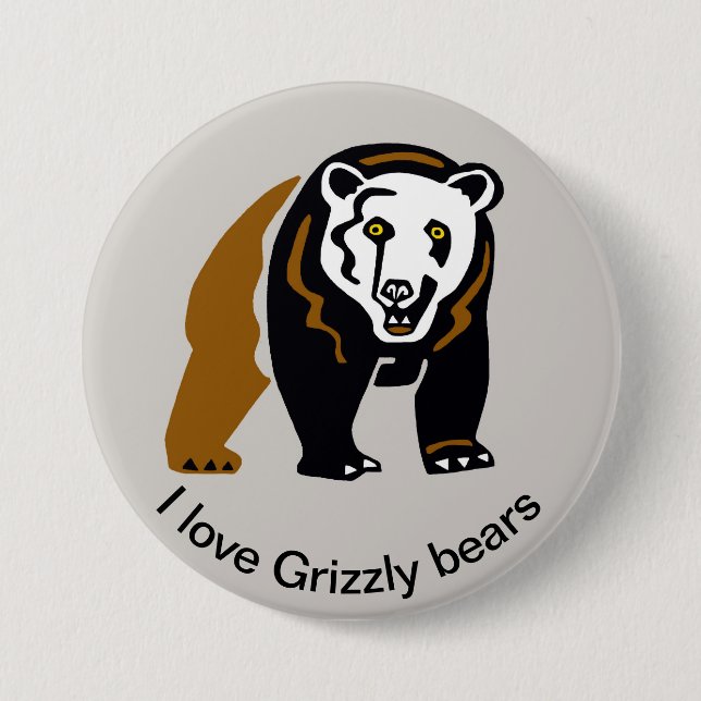 I love GRIZZLY BEARS - Wild animals - Nature 7.5 Cm Round Badge (Front)