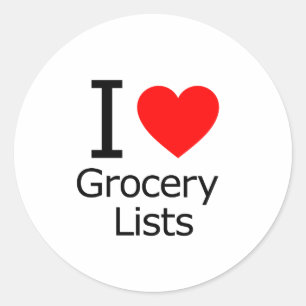 I Love Grocery Lists Classic Round Sticker