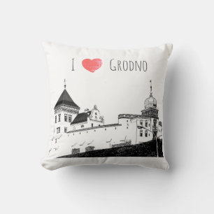 I Love Grodno Belarus Architecture Sketch Castle Cushion