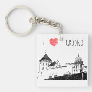 I Love Grodno Belarus Architecture Sketch Castle Key Ring