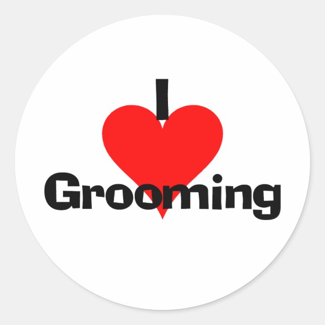 I Love Grooming Classic Round Sticker (Front)