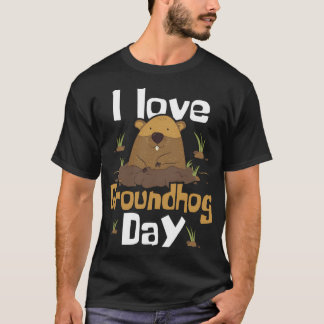 I Love Groundhog Day - Woodchuck Groundhog Day T-Shirt