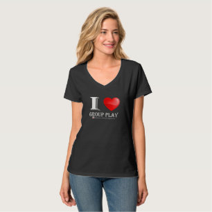 I Love Group Play-V Neck T-Shirt