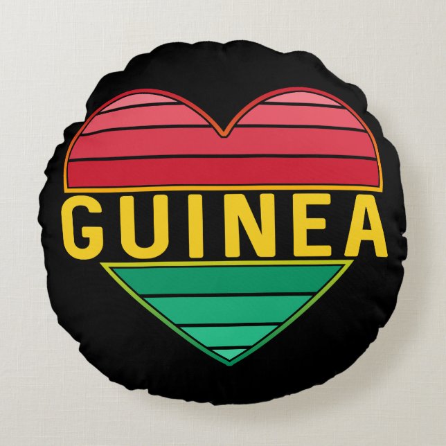 I Love Guinea, Guinean Heart Round Cushion (Front)