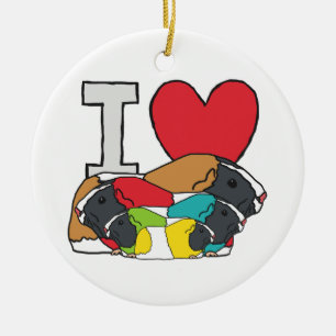 I Love Guinea Pigs Ceramic Tree Decoration