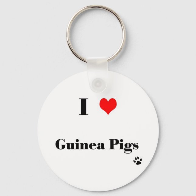 I Love Guinea Pigs Keychain (Front)