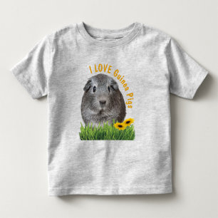 I LOVE Guinea Pigs Sunflowers Custom Yellow Text Toddler T-Shirt