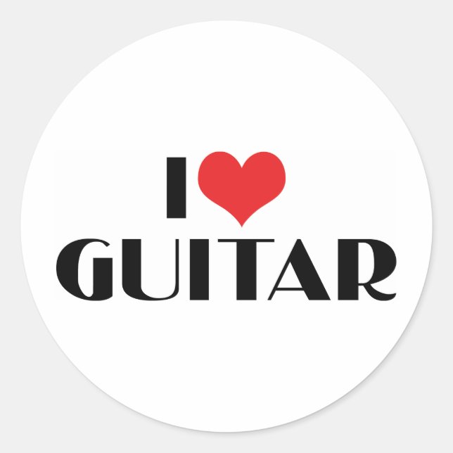 I Love Guitar Classic Round Sticker (Front)