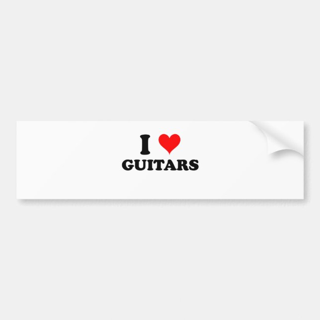 I Love Guitars Bumper Sticker (Front)