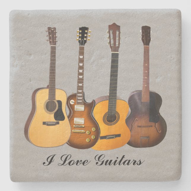 I LOVE GUITARS STONE COASTER (Front)