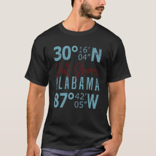 I Love Gulf Shores Alabama Gps Coordinates T-Shirt