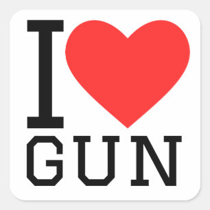 I love gun square sticker