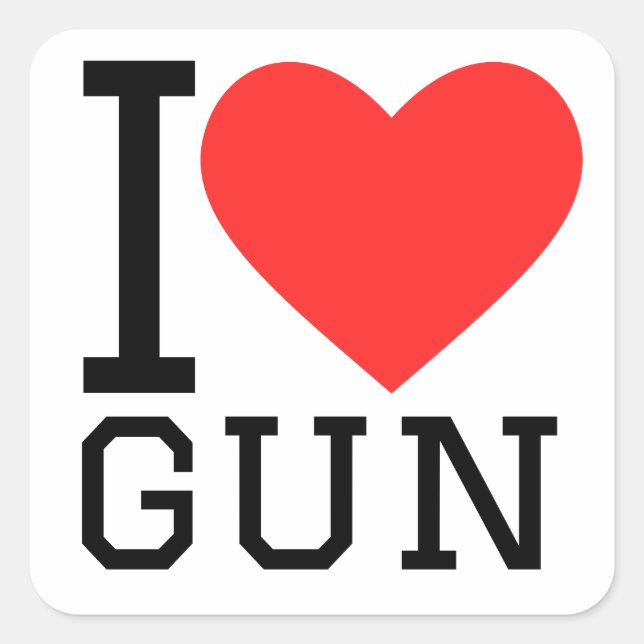 I love gun square sticker (Front)