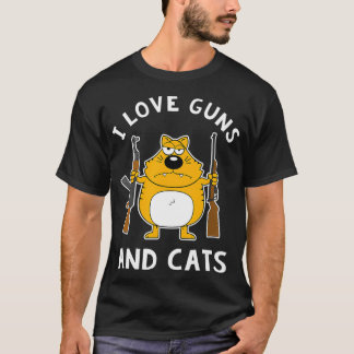 I Love Guns and Cats with AK47 and a Shotgun 2nd T-Shirt
