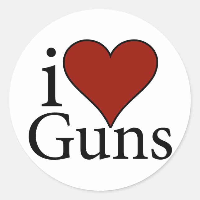 I Love Guns Classic Round Sticker (Front)